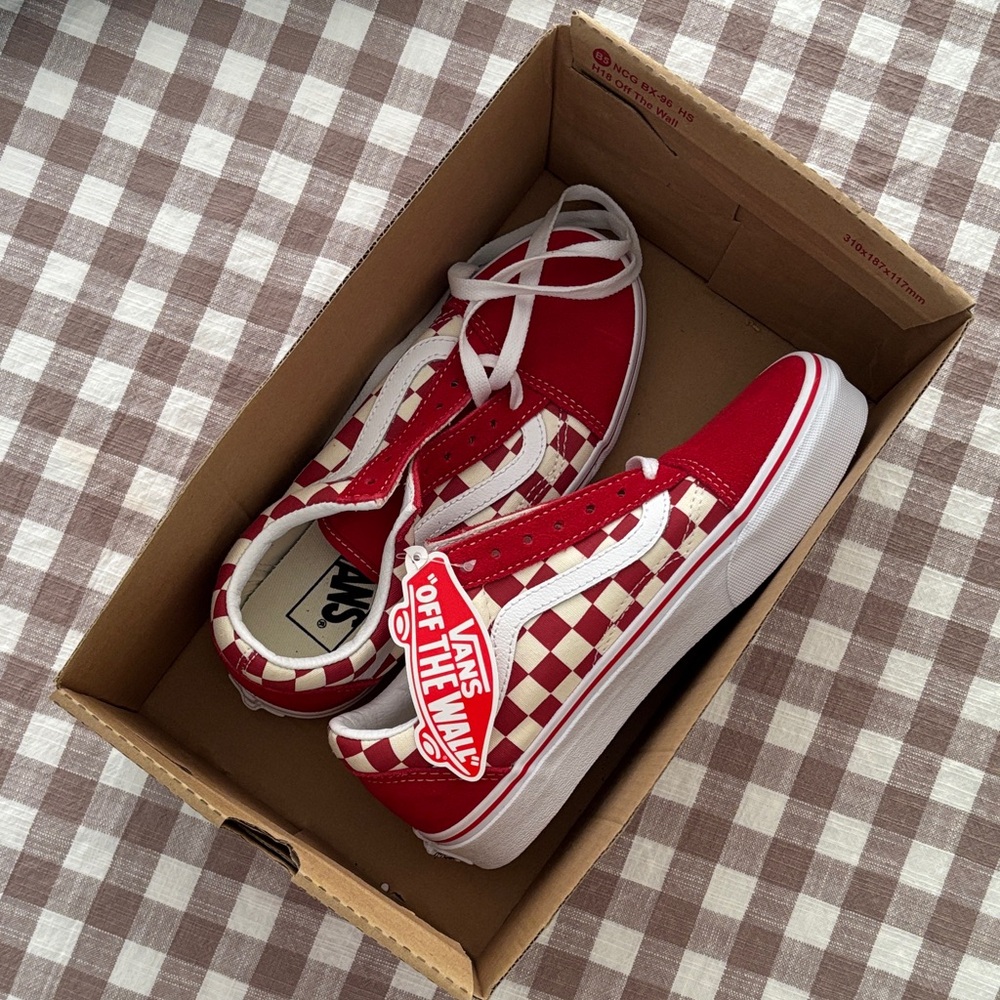 Vans Red and White Checkered Shoes